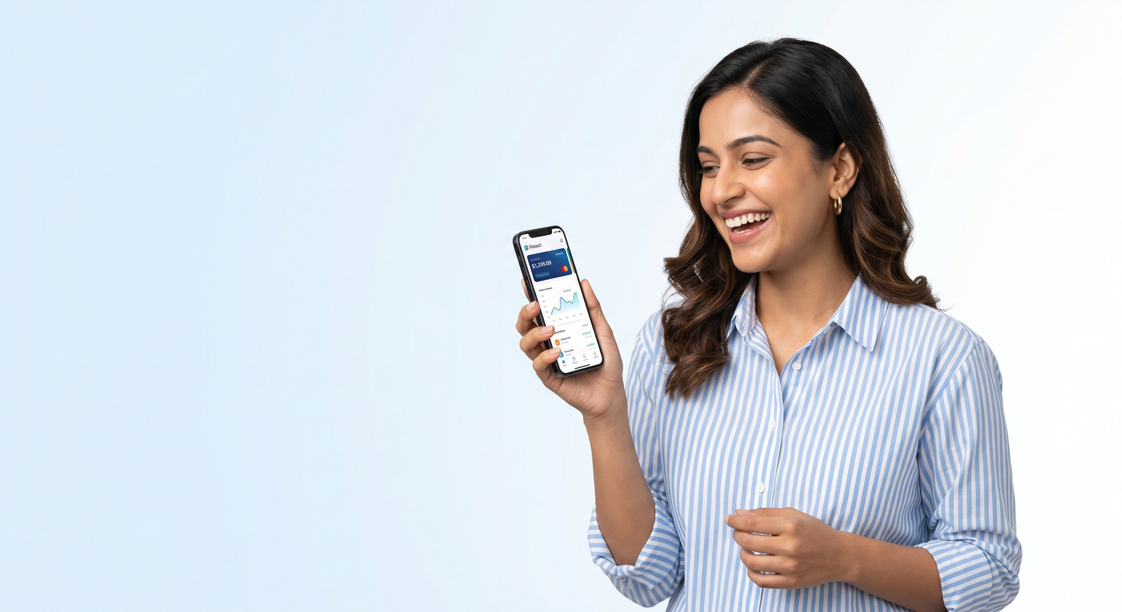 Happy FinCrazeAdvisors customer reviewing refund on phone